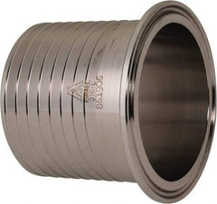 VNE - 2-1/2", Clamp Style, Sanitary Stainless Steel Pipe Rubber Hose Adapter - Tube OD Connection, Grade 316/316L - Benchmark Tooling