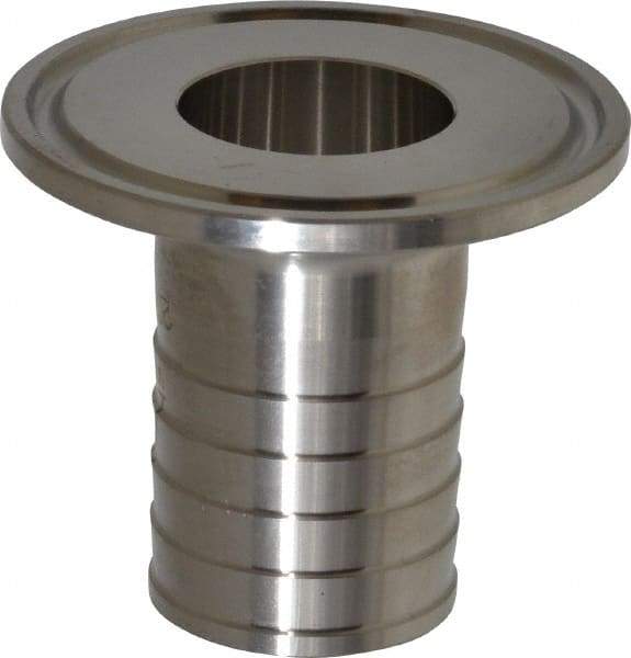 VNE - 1", Clamp Style, Sanitary Stainless Steel Pipe Rubber Hose Adapter - Tube OD Connection, Grade 304 - Benchmark Tooling