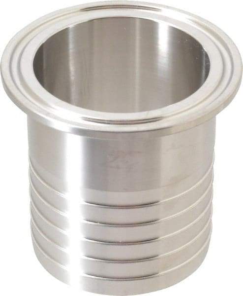 VNE - 2", Clamp Style, Sanitary Stainless Steel Pipe Rubber Hose Adapter - Tube OD Connection, Grade 304 - Benchmark Tooling