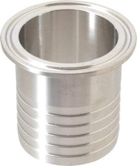 VNE - 2", Clamp Style, Sanitary Stainless Steel Pipe Rubber Hose Adapter - Tube OD Connection, Grade 304 - Benchmark Tooling