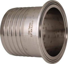 VNE - 2-1/2", Clamp Style, Sanitary Stainless Steel Pipe Rubber Hose Adapter - Tube OD Connection, Grade 304 - Benchmark Tooling