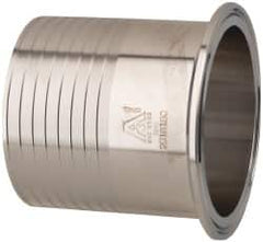 VNE - 3", Clamp Style, Sanitary Stainless Steel Pipe Rubber Hose Adapter - Tube OD Connection, Grade 304 - Benchmark Tooling
