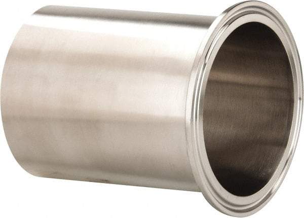 VNE - 3", Clamp Style, Sanitary Stainless Steel Pipe Long Tank Welding Ferrule - Tube OD Connection, Grade 316/316L - Benchmark Tooling