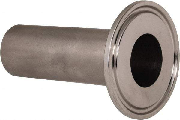 VNE - 1", Clamp Style, Sanitary Stainless Steel Pipe Long Tank Welding Ferrule - Tube OD Connection, Grade 304 - Benchmark Tooling