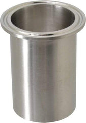 VNE - 2", Clamp Style, Sanitary Stainless Steel Pipe Long Tank Welding Ferrule - Tube OD Connection, Grade 304 - Benchmark Tooling