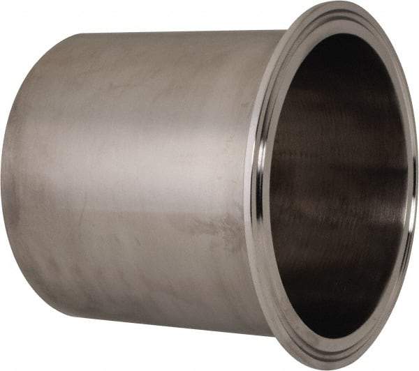 VNE - 4", Clamp Style, Sanitary Stainless Steel Pipe Long Tank Welding Ferrule - Tube OD Connection, Grade 304 - Benchmark Tooling