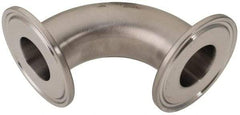 VNE - 1", Clamp Style, Sanitary Stainless Steel Pipe 90° Elbow - Tube OD Connection, Grade 316/316L - Benchmark Tooling