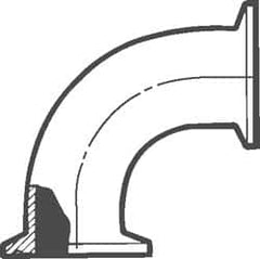 VNE - 3", Clamp Style, Sanitary Stainless Steel Pipe 90° Elbow - Tube OD Connection, Grade 316/316L - Benchmark Tooling