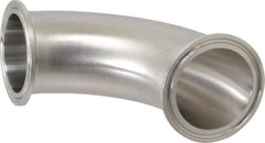 VNE - 2", Clamp Style, Sanitary Stainless Steel Pipe 90° Elbow - Tube OD Connection, Grade 316/316L - Benchmark Tooling