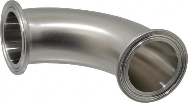 VNE - 1-1/2", Clamp Style, Sanitary Stainless Steel Pipe 90° Elbow - Tube OD Connection, Grade 304 - Benchmark Tooling