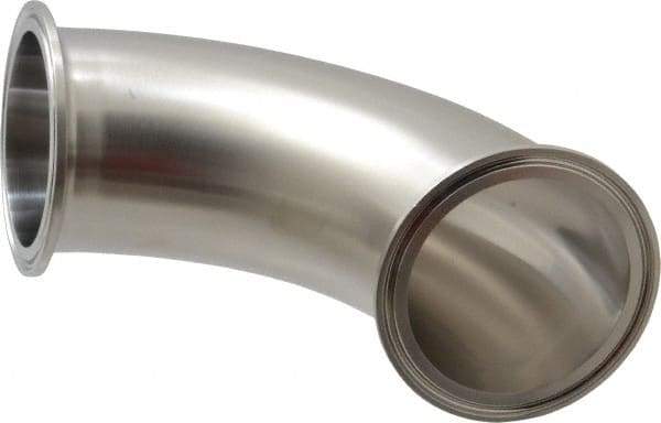 VNE - 2-1/2", Clamp Style, Sanitary Stainless Steel Pipe 90° Elbow - Tube OD Connection, Grade 304 - Benchmark Tooling