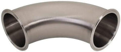 VNE - 4", Clamp Style, Sanitary Stainless Steel Pipe 90° Elbow - Tube OD Connection, Grade 304 - Benchmark Tooling