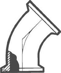 VNE - 4", Clamp Style, Sanitary Stainless Steel Pipe 45° Elbow - Tube OD Connection, Grade 304 - Benchmark Tooling