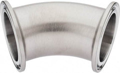 VNE - 1-1/2", Clamp Style, Sanitary Stainless Steel Pipe 45° Elbow - Tube OD Connection, Grade 316/316L - Benchmark Tooling