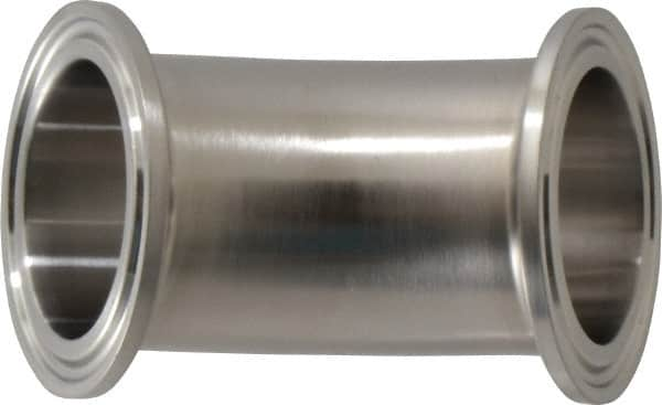 VNE - 1-1/2", Clamp Style, Sanitary Stainless Steel Pipe 45° Elbow - Tube OD Connection, Grade 304 - Benchmark Tooling