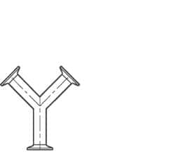 VNE - 2", Clamp Style, Sanitary Stainless Steel Pipe True Y - Tube OD Connection, Grade 304 - Benchmark Tooling