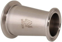 VNE - 2 x 1-1/2", Clamp Style, Sanitary Stainless Steel Pipe Concentric Reducer - Tube OD Connection, Grade 304 - Benchmark Tooling