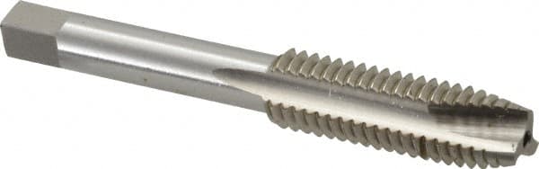 Interstate - 7/16-14 UNC, 3 Flute, Bright Finish, High Speed Steel Spiral Point Tap - Plug Chamfer, Right Hand Thread, 3-5/32" OAL, 1-7/16" Thread Length - Exact Industrial Supply