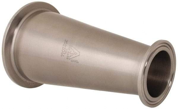 VNE - 2-1/2 x 1-1/2", Clamp Style, Sanitary Stainless Steel Pipe Concentric Reducer - Tube OD Connection, Grade 316/316L - Benchmark Tooling