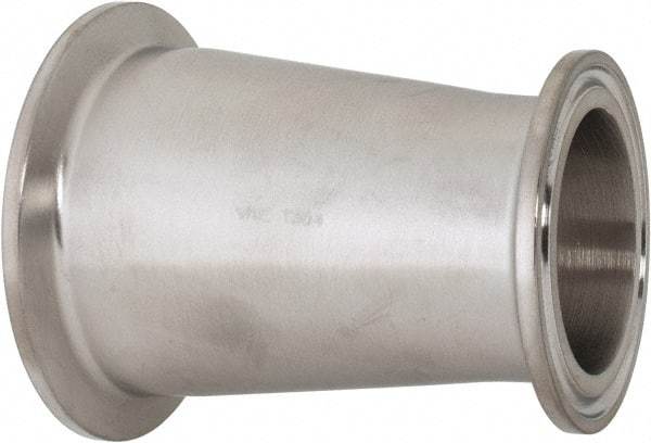 VNE - 2 x 1-1/2", Clamp Style, Sanitary Stainless Steel Pipe Eccentric Reducer - Tube OD Connection, Grade 304 - Benchmark Tooling