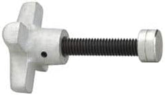 Jergens - 3/8-16 Lobed Shoulder Swivel Pad Tip Steel Thumb Screw - 3-7/8" OAL, 2" Head Diam x 1-1/8" Head Height, Black Oxide (Stem), Cadmium-Plated (Head) & Zinc-Plated (Pad) Finish - Benchmark Tooling