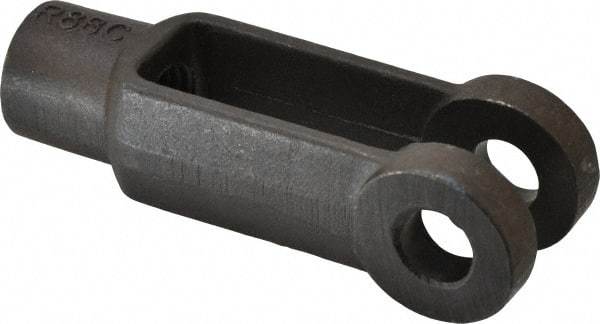 Jergens - 3/4-10 Thread, 1-1/2" Yoke Width, Carbon Steel, Tapped Yoke - 5/8" Hole Diam, 2-3/4" Hole Center to Neck, 1-3/8" Yoke Arm Height, 1-1/8" Neck Diam, 1-1/4" Neck Length, 4" OAL - Benchmark Tooling