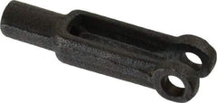 Jergens - 10-32 Thread, 7/16" Yoke Width, Carbon Steel, Tapped Yoke - 3/16" Hole Diam, 1" Hole Center to Neck, 3/8" Yoke Arm Height, 5/16" Neck Diam, 9/16" Neck Length, 1-9/16" OAL - Benchmark Tooling