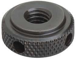 Jergens - 5/8-11" UNC Thread, Black Oxide Finish, Steel Round Knurled High Torque Check Nut - 7/16" Overall Height, 1-3/8" Head Diam, 1-1/8" Base Diam - Benchmark Tooling