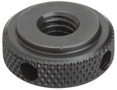 Gibraltar - 5/8-11" UNC Thread, Black Oxide Finish, Steel Round Knurled High Torque Check Nut - 7/16" Overall Height, 1-3/8" Head Diam, 1-1/8" Base Diam - Benchmark Tooling