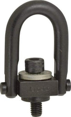 Jergens - 400 Lb Load Capacity Safety Engineered Center Pull Hoist Ring - M8 x 1.25 Thread, 12.5mm Thread Length, Alloy Steel, Black Oxide Finish - Benchmark Tooling