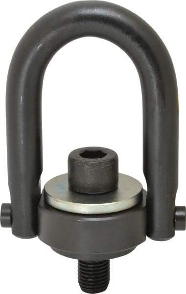 Jergens - 7,000 Lb Load Capacity Safety Engineered Center Pull Hoist Ring - M30 x 3.5 Thread, 46mm Thread Length, Alloy Steel, Black Oxide Finish - Benchmark Tooling