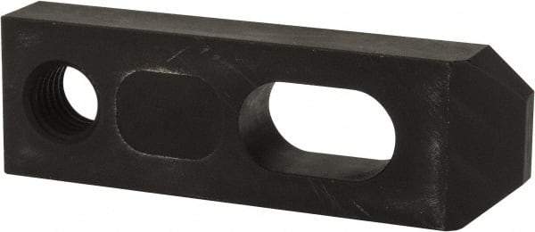 Jergens - 5/8" Stud, Low Carbon Steel, Plain Strap Clamp - 1/2" Travel, 4" OAL x 1-1/4" Wide x 5/8" High, Black Oxide Finish, Tapered Nose - Benchmark Tooling