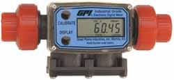 GPI - 1/2" Port Electronic Digital Flowmeter & Totalizer - 150 Max psi, 1.2 to 12 GPM, PVDF - Benchmark Tooling