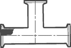 VNE - 3", Clamp Style, Sanitary Stainless Steel Pipe Tee - Tube OD Connection, Grade 316/316L - Benchmark Tooling