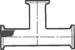 VNE - 4", Clamp Style, Sanitary Stainless Steel Pipe Tee - Tube OD Connection, Grade 316/316L - Benchmark Tooling