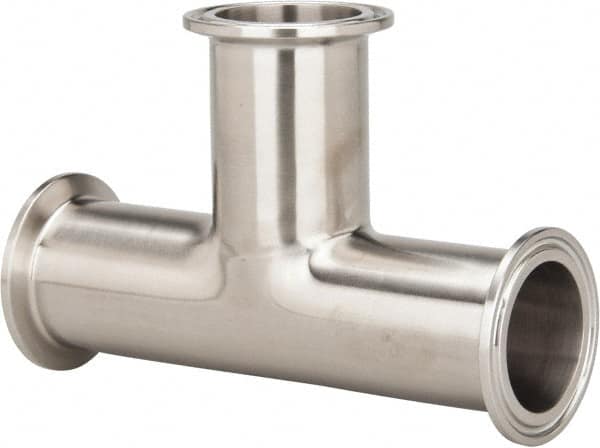 VNE - 1-1/2", Clamp Style, Sanitary Stainless Steel Pipe Tee - Tube OD Connection, Grade 316/316L - Benchmark Tooling