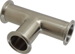 VNE - 1-1/2", Clamp Style, Sanitary Stainless Steel Pipe Tee - Tube OD Connection, Grade 304 - Benchmark Tooling