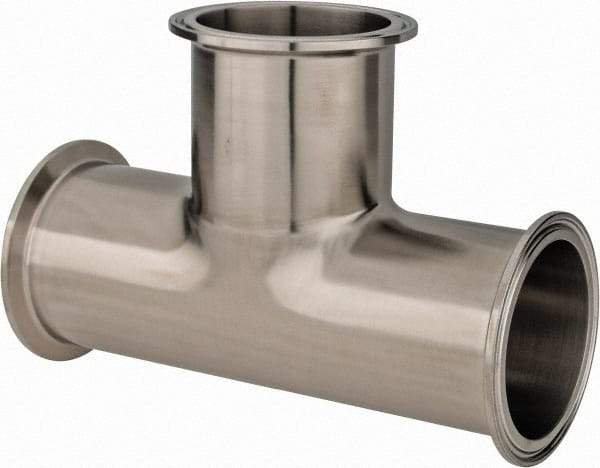 VNE - 2-1/2", Clamp Style, Sanitary Stainless Steel Pipe Tee - Tube OD Connection, Grade 304 - Benchmark Tooling