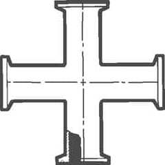 VNE - 3", Clamp Style, Sanitary Stainless Steel Pipe Cross - Tube OD Connection, Grade 304 - Benchmark Tooling