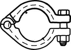 VNE - 2-1/2", E-Line Style, Sanitary Stainless Steel Pipe Unpolished Clamp with Bolt - Tube OD Connection, Grade 304 - Benchmark Tooling