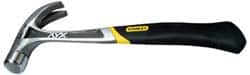 Stanley - 1 Lb Head, Curved Claw Nail Hammer - 13-1/2" OAL, Forged Steel Head, 1-3/16" Face Diam, Smooth Face, Steel Handle with Grip - Benchmark Tooling