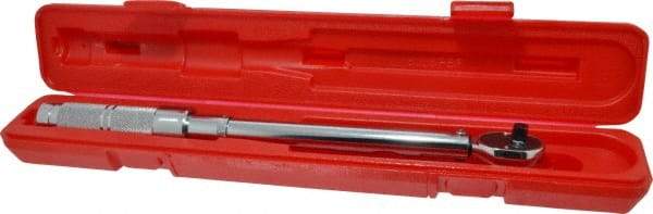 Proto - 3/8" Drive Micrometer Type Ratchet Head Torque Wrench - 16 N/m to 80 N/m Torque, 15-1/2" OAL, Ratchet Head - Benchmark Tooling