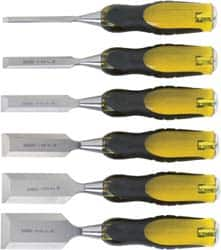 Stanley - 6 Piece Wood Chisel Set - 9" OAL, Bi-Material, Sizes Included 1/4 to 1-1/2" - Benchmark Tooling