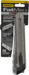 Stanley - Snap Utility Knife - 5-1/2" Blade, Die Cast Aluminum (Color) Aluminum Handle, 4 Blades Included - Benchmark Tooling