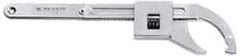 Facom - 1-3/16" to 7-7/8" Capacity, Satin Chrome Finish, Adjustable Hook Spanner Wrench - 14-3/8" OAL, 9/32" Hook Pin Height - Benchmark Tooling
