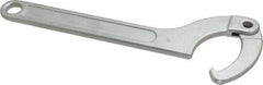 Facom - 3-5/32" to 4-23/32" Capacity, Satin Chrome Finish, Adjustable Hook Spanner Wrench - 13-37/64" OAL, 7/32" Hook Pin Height - Benchmark Tooling