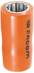 Facom - 3/8" Drive, Deep Hand Socket - 12 Points, 3" OAL, Alloy Steel - Benchmark Tooling