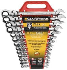 GearWrench - 13 Piece, 5/16" to 1", Combination Wrench Set - Inch Measurement Standard, Chrome Finish, Comes in Tray - Benchmark Tooling