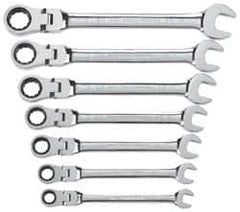 GearWrench - 7 Piece, 3/8" to 3/4", Ratcheting Combination Wrench Set - Inch Measurement Standard, Chrome Finish, Comes in Tray - Benchmark Tooling