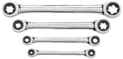 GearWrench - 4 Piece, E6 x E8 - E20 x E24mm, Ratcheting Box Wrench Set - External Torx Measurement Standard, Chrome Finish - Benchmark Tooling